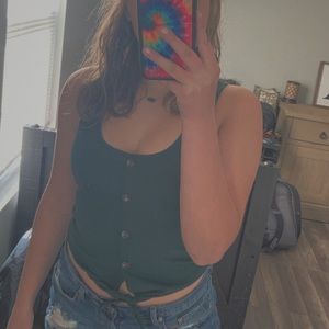 green button tank/ crop top